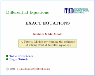 Exact differential equations