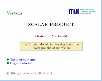 Scalar product of vectors
