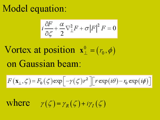 Optical vortex on Gaussian beam
