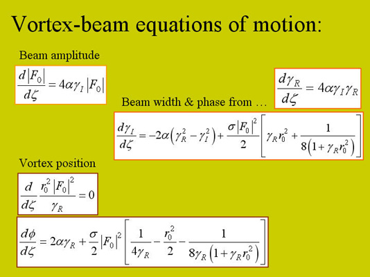 Optical vortex equations of motion