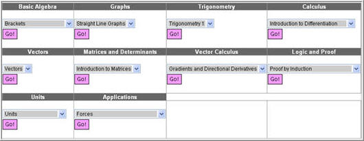 PPLATO Maths Hyper-Tutorials Online Book (Plymouth University)